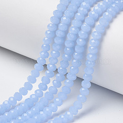 Glass Beads Strands, Imitation Jade, Faceted, Rondelle, Light Sky Blue, 3.5x3mm, Hole: 0.4mm, about 138pcs/strand, 15.7 inch(40cm)