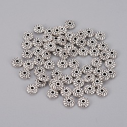 Tibetan Style Alloy Spacer Beads, Flat Round, Antique Silver, Lead Free & Cadmium Free & Nickel Free, 6x6x2mm, Hole: 1mm