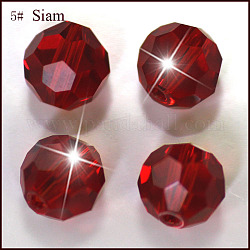 Imitazione branelli di cristallo austriaco, grado aaa, sfaccettato (32 sfaccettatura), tondo, rosso scuro, 10mm, Foro: 0.9~1 mm