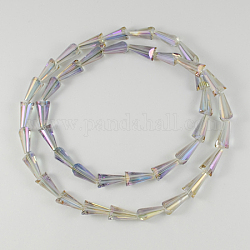 Transparent Electroplate Glass Beads, Faceted Cone, PapayaWhip, 18x10x9mm, Hole: 1.5mm