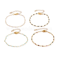 Bracelets de perles de pierres naturelles rondes à facettes, avec fermoirs mousquetons en laiton  , or, 7-3/8 pouce (18.7 cm)