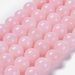 Natural Mashan Jade Round Beads Strands, Dyed, Pink, 8mm, Hole: 1mm, about 51pcs/strand, 15.7 inch