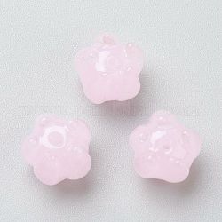Manuell Murano Glas Perlen, Blume, rosa, 11x12 mm, Bohrung: 2 mm