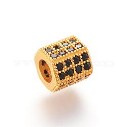 Perline zirconi micro pave  in ottone, esagono, oro, 7x8x7mm, Foro: 4 mm