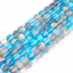 Synthetische Mondstein Perlen Stränge, matt, Runde, Deep-Sky-blau, 8 mm, Bohrung: 1 mm, ca. 43~47 Stk. / Strang, 14.37''~15.08'' (36.5~38.3 cm)