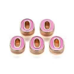 Perles d'émail en alliage, nombre, sans cadmium et sans plomb, or clair, rose chaud, num. 0, 10x7.5x3mm, Trou: 1.5mm