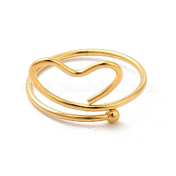201 anello per dita avvolto in acciaio inossidabile da donna, cuore vuoto, oro, 1.2~3.5mm, diametro interno: noi taglia 8 (18.1 mm), cuore: 12.5x15.5 mm