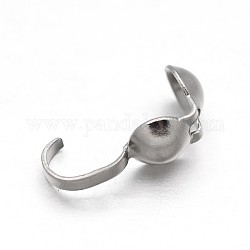 304 Stainless Steel Bead Tips, Calotte Ends, Clamshell Knot Cover, Stainless Steel Color, 9x4x4mm, Inner Diameter: 3mm