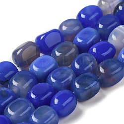 Natürliche Achat Perlen Stränge, gefärbt und erhitzt, Würfel, Blau, 11~12x8~9.5x8~9.5 mm, Bohrung: 1.2 mm, ca. 16 Stk. / Strang, 7.48~7.72'' (19~19.6 cm)