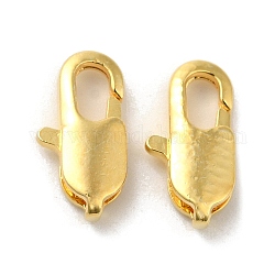 Brass Lobster Claw Clasps, Real 18K Gold Plated, 12x6x2.8mm, Hole: 1mm