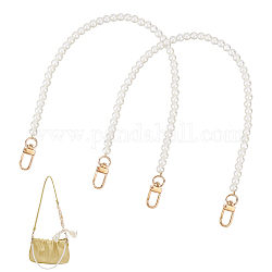 Pandahall Elite 2 шт. пластиковые ремни для сумки с имитацией жемчуга, с поворотной застежкой из сплава, аксессуары для замены ручки сумки, золотые, 41x0.75 см