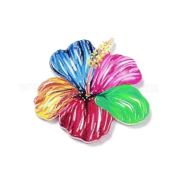 Suspensions acryliques opaques imprimées recto-verso, fleur, colorées, 36.5x39x2.4mm, Trou: 1.5mm