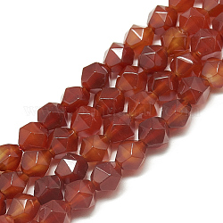 Natural Carnelian Beads Strands, Faceted, Dyed, Round, 7.5~8x7~8x7~8mm, Hole: 1mm, about 46pcs/14.6 inch