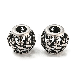 316 Surgical Stainless Steel  Beads, Barrel, Antique Silver, 9.5x9mm, Hole: 3.7mm