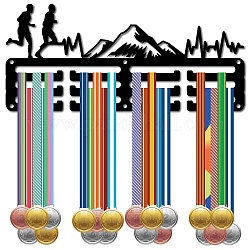 Espositore da parete con porta medaglie in ferro a tema sportivo, 3 riga, con viti, in esecuzione, gli sport, 130x290mm, Foro: 5 mm