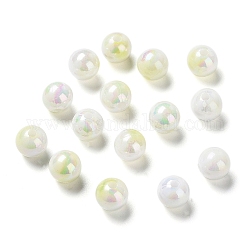 Perles acryliques opaques bicolores, ronde, jaune clair, 8mm, Trou: 1.8mm, environ 2000 pcs/500 g