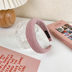 Cloth Hair Bands, Wide Hair Accessories for Women, Plicated, Pink, 33mm