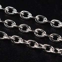 Iron Cable Chains, Unwelded, with Spool, Flat Oval, Cadmium Free & Lead Free, Platinum, 3x2x0.5mm, about 328.08 Feet(100m)/roll