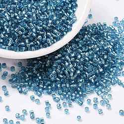 Perles de rocaille cylindriques, Argenté, trou rond, taille uniforme, bleu acier, 2x1.5mm, Trou: 0.8mm, environ 40000 pcs / sachet , environ 450 g /sachet 