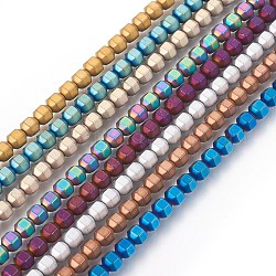 Chapelets de perles en hématite synthétique électrolytique sans magnétiques, polygone, couleur mixte, 4x4mm, Trou: 0.8mm, Environ 97 pcs/chapelet, 15.55 pouce (39.5 cm)