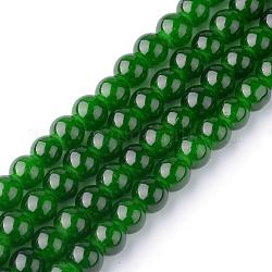 Imitation Jade Glass Beads Strands, Spray Painted, Round, Green, 14mm, Hole: 1.3~1.6mm, about 57pcs/strand, 31.4 inch