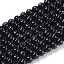 Hebras redondas de cuentas de ónix negro natural, 4mm, agujero: 0.8 mm, aproximamente 94 pcs / cadena, 15.7 pulgada