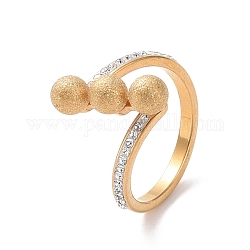 Anillo de dedo de bola redonda triple de rhinestone de cristal, chapado en iones (ip) 304 joyería de acero inoxidable para mujer, dorado, nosotros tamaño 7 (17.3 mm)
