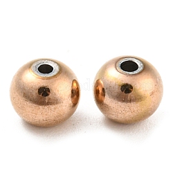 Intercalaire perles en 304 acier inoxydable, ronde, or rose, 6x5mm, Trou: 1.2mm
