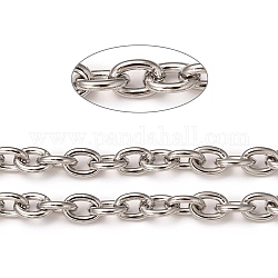 304 Stainless Steel Cable Chains, with Spool, Unweled, Stainless Steel Color, 8x6x1.5mm, about 32.8 Feet(10m)/roll