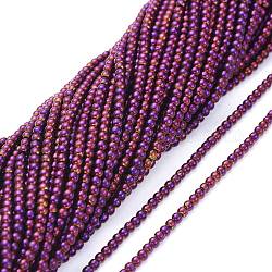 Chapelets de perles en verre électroplaqué, plein plaqué, ronde, pourpre plaqué, 2.5mm, Trou: 0.7mm, Environ 177 pcs/chapelet, 14.09 pouce (35.8 cm)