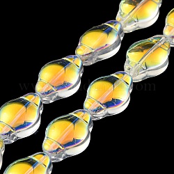 Placcare trasparente perle di vetro fili, pieno arcobaleno placcato, lanterna, goldenrod, 12.5x9x5.5mm, Foro: 1 mm, circa 50pcs/filo, 25.43 pollice (64.6 cm)