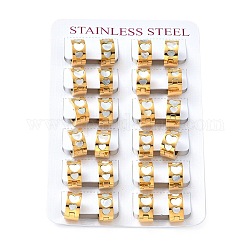Массивные серьги-кольца с сердцем из натуральных ракушек, 304 украшение из нержавеющей стали для женщин, золотые, 7x13.5 мм, штифты : 1 мм