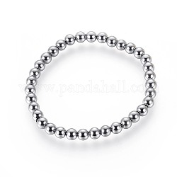 Bracciali elasticizzati con perle di pietra terahertz, tondo, 2-1/4 pollice (5.8 cm), perline:6mm