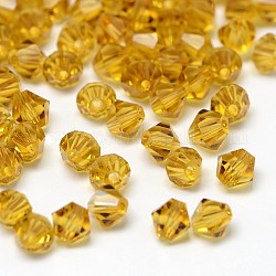 Imitacion 5301 Bicone Beads, abalorios de vidrio transparente facetados, vara de oro, 4x3mm, agujero: 1 mm, aproximamente 720 unidades / bolsa