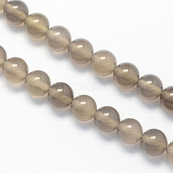 Round Natural Grey Agate Beads Strands, Dyed, 8mm, Hole: 1.5mm, about 48pcs/strand, 15.1 inch