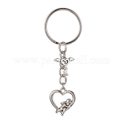 Porte-clés pendentif en alliage coeur saint valentin, avec porte-clés fendus, ange et fée, 7.3 cm