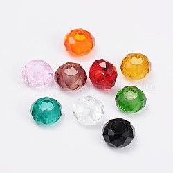 Glasperlen europäischen, Großloch perlen, keine Metallkern, Rondell, Mischfarbe, 14x8 mm, Bohrung: 5 mm