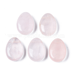 Colgantes naturales de cuarzo rosa, lágrima, 25x18x8~9mm, agujero: 1.6 mm