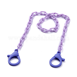 Collares personalizados de cadena de cable de plástico abs, cadenas de gafas, cadenas de bolsos, con cierres de langosta de plástico, ciruela, 18.11~18.5 pulgada (46~47 cm)