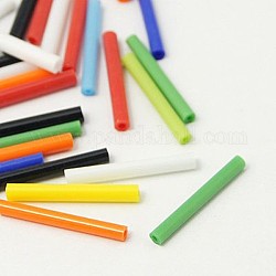 Glass Bugle Beads, Opaque Colours Rainbow, Mixed Color, 15~17x1.5~2mm, Hole: 1mm