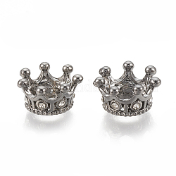 Perles européennes en alliage, Perles avec un grand trou   , avec strass, couronne, cristal, gunmetal, 11.5x6mm, Trou: 5mm