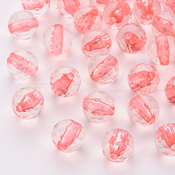 Transparente Acryl Perlen, Runde, facettiert, Licht Korallen, 12x11.5 mm, Bohrung: 1.8 mm, ca. 550 Stk. / 500 g