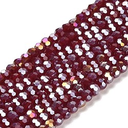 Supporti per perle di vetro opaco, ab colore, sfaccettato (32 sfaccettatura), tondo, rosso scuro, 3.5x3mm, Foro: 1 mm, circa 168~169pcs/filo, 19.09~19.17 pollice (48.5~48.7 cm)