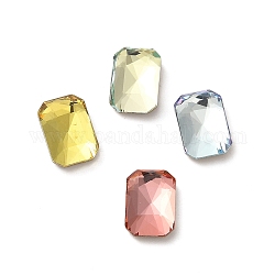 Cabujones de cristal de rhinestone, punta trasera y trasera plateada, facetados, Rectángulo, color mezclado, 8x5.5x2.5mm