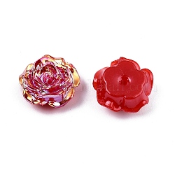 Perline in plastica abs opache, mezzo forato, fiore, rosso, 15x16x6.5mm, Foro: 1.2 mm