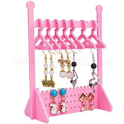 Craspire 1 Set Acryl-Ohrring-Präsentationsständer, Kleiderbügelförmiger Ohrring-Organizer mit 8 Mini-4-Loch-Kleiderbügel, neon rosa , fertiges Produkt: 12x6x15cm