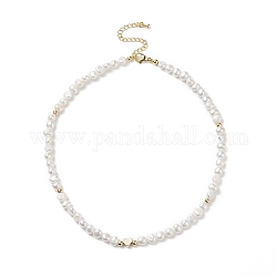 Collar de perlas naturales y latón con cuentas de corazón para mujer, dorado, 16.06 pulgada (40.8 m)