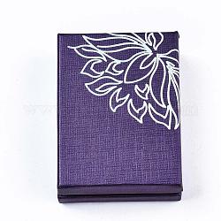 Caja de cartón, Para el anillo, pendiente, collar, con la esponja en el interior, Rectángulo, púrpura, 9x6.8x3.3 cm