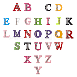 Charms a lettere strass, perline con lettere iniziali in lega, verniciatura a spruzzo, lettera a ~ z, 11.5~12x6~13.5x4.5mm, 52pcs/scatola