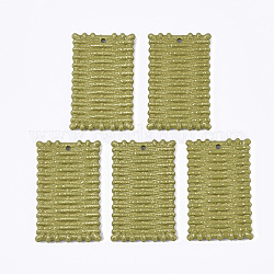 Acryl-Anhänger, Imitation gewebtes Rattan-Muster, Rechteck, Olive, 48.5x29x4 mm, Bohrung: 2 mm